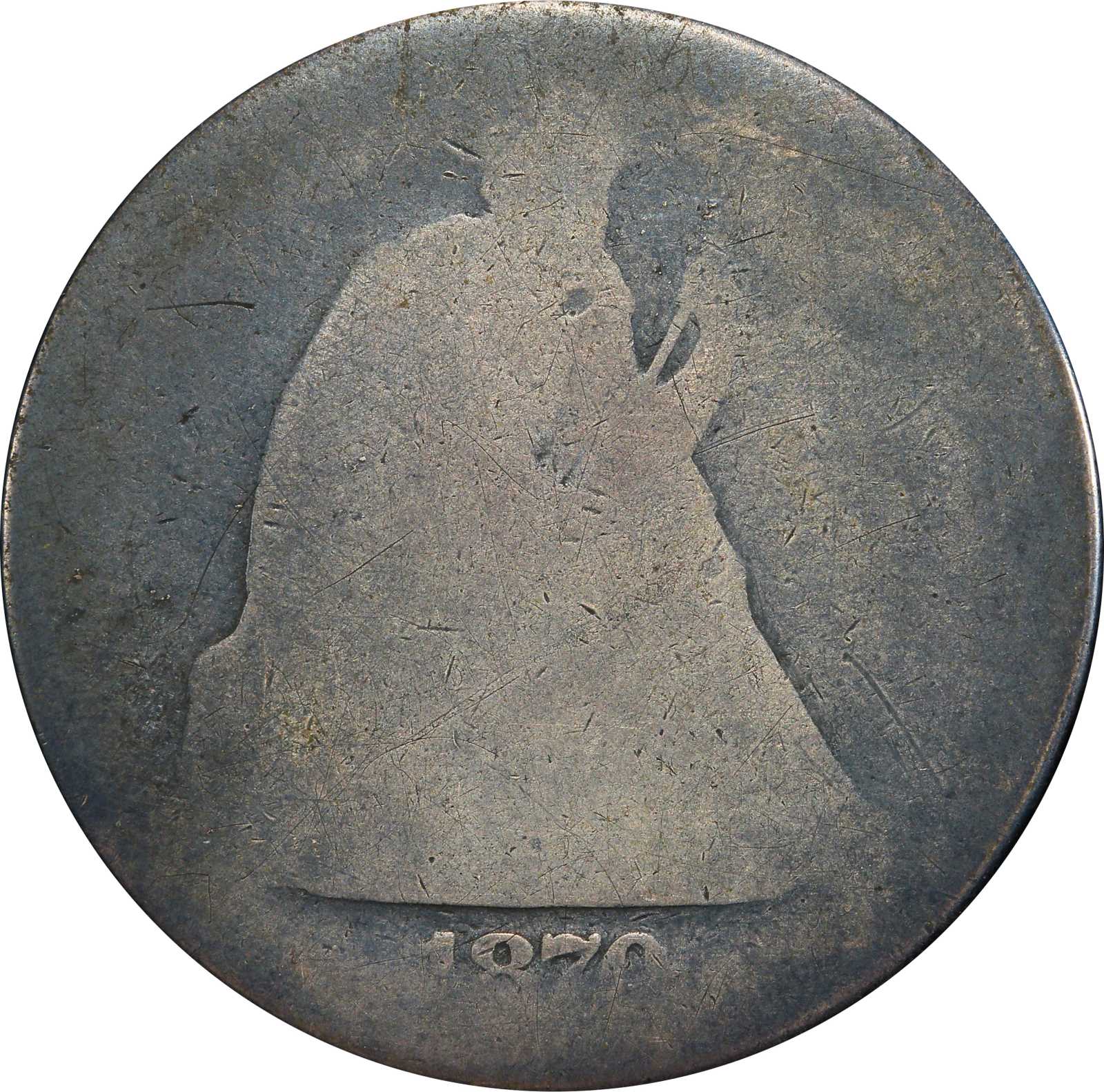 1870-CC Liberty Seated Silver Dollar. OC-Unattributable. Poor-1 (PCGS). CAC.