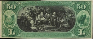 image for: Lincoln, Illinois. $50 1875. Friedberg 449. The First NB. Charter #2126. PMG About Uncirculated 55. Serial Number 1.