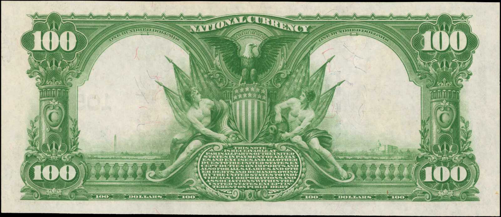 image for: Detroit, Michigan. $100  1902 Plain Back. Friedberg 703. First NB in Detroit. Charter #10527. PMG Gem Uncirculated 65 EPQ. Solid Serial Number.