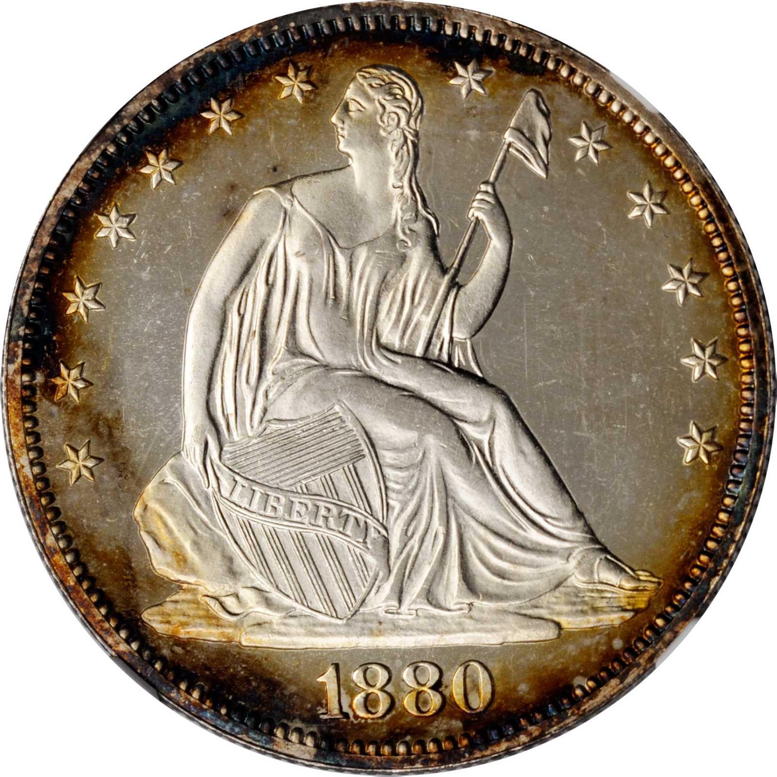 image for: 1880 Liberty Seated Half Dollar. WB-102. Type II Reverse. Proof-65 Cameo (NGC).