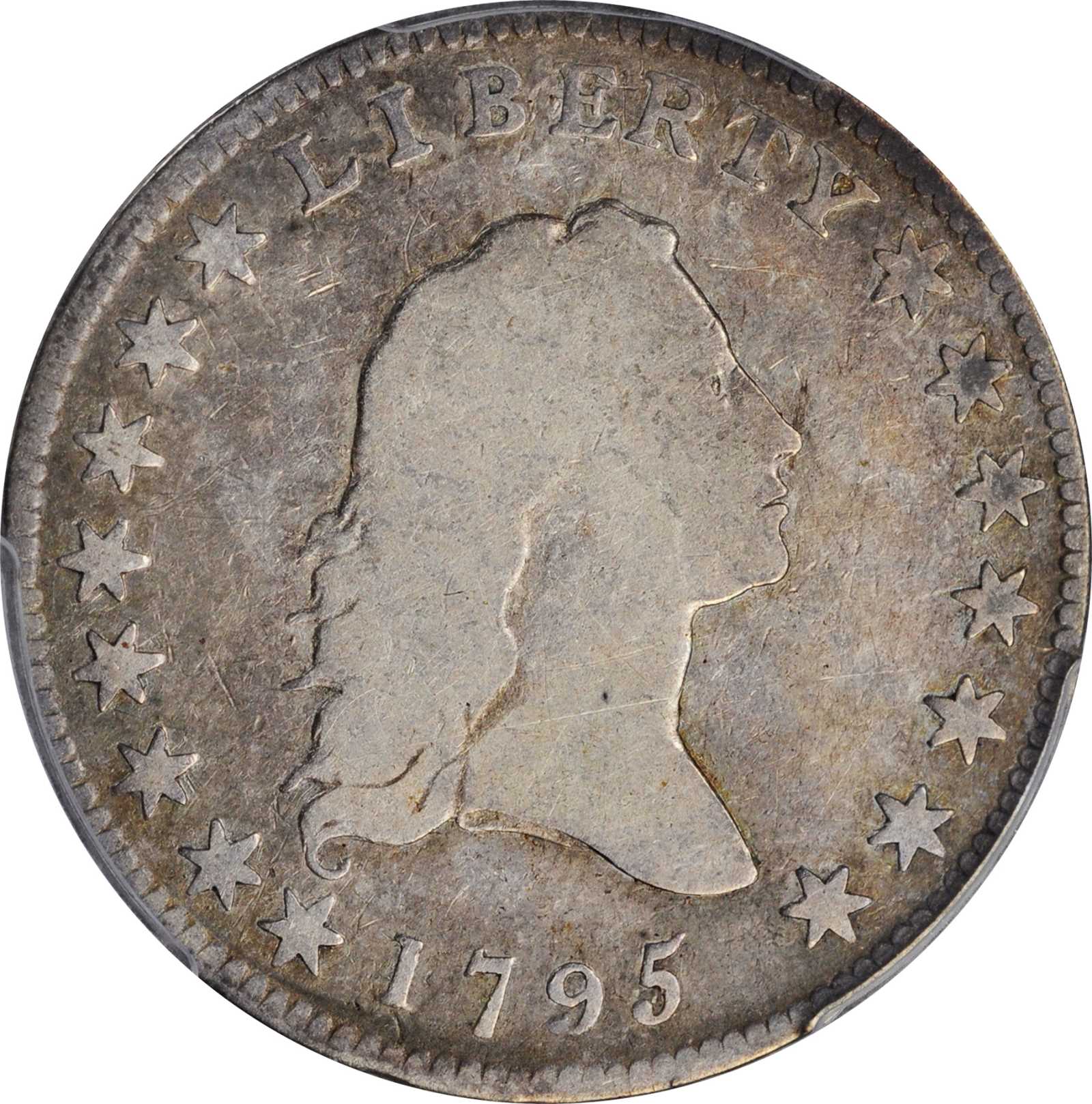 image for: 1795 Flowing Hair Half Dollar. O-126a, T-22. Rarity-4+. Small Head, Two Leaves. VG-8 (PCGS).