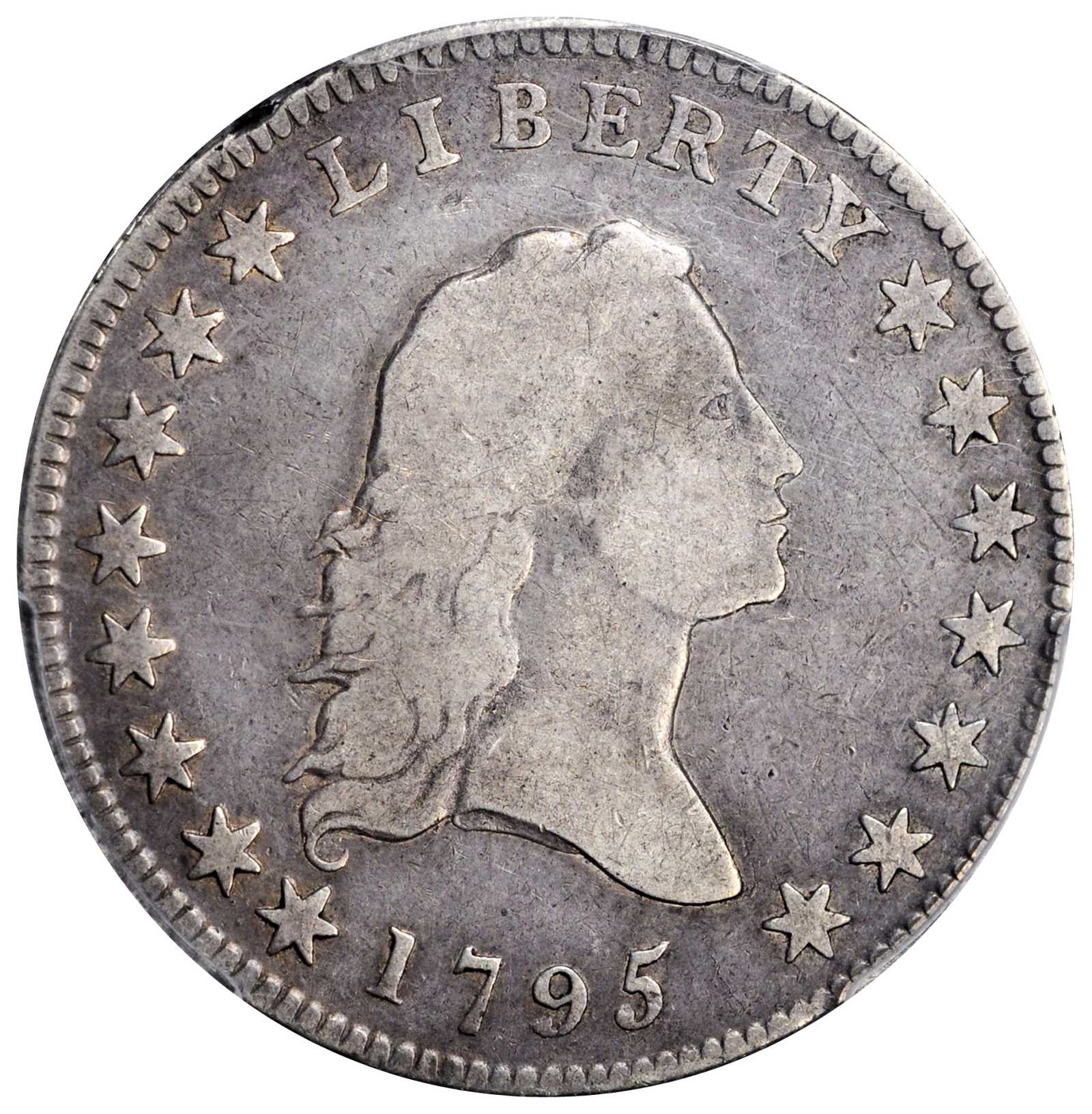 image for: 1795 Flowing Hair Half Dollar. O-126, T-22. Rarity-4+. Small Head, Two Leaves. Fine-12 (PCGS). CAC.