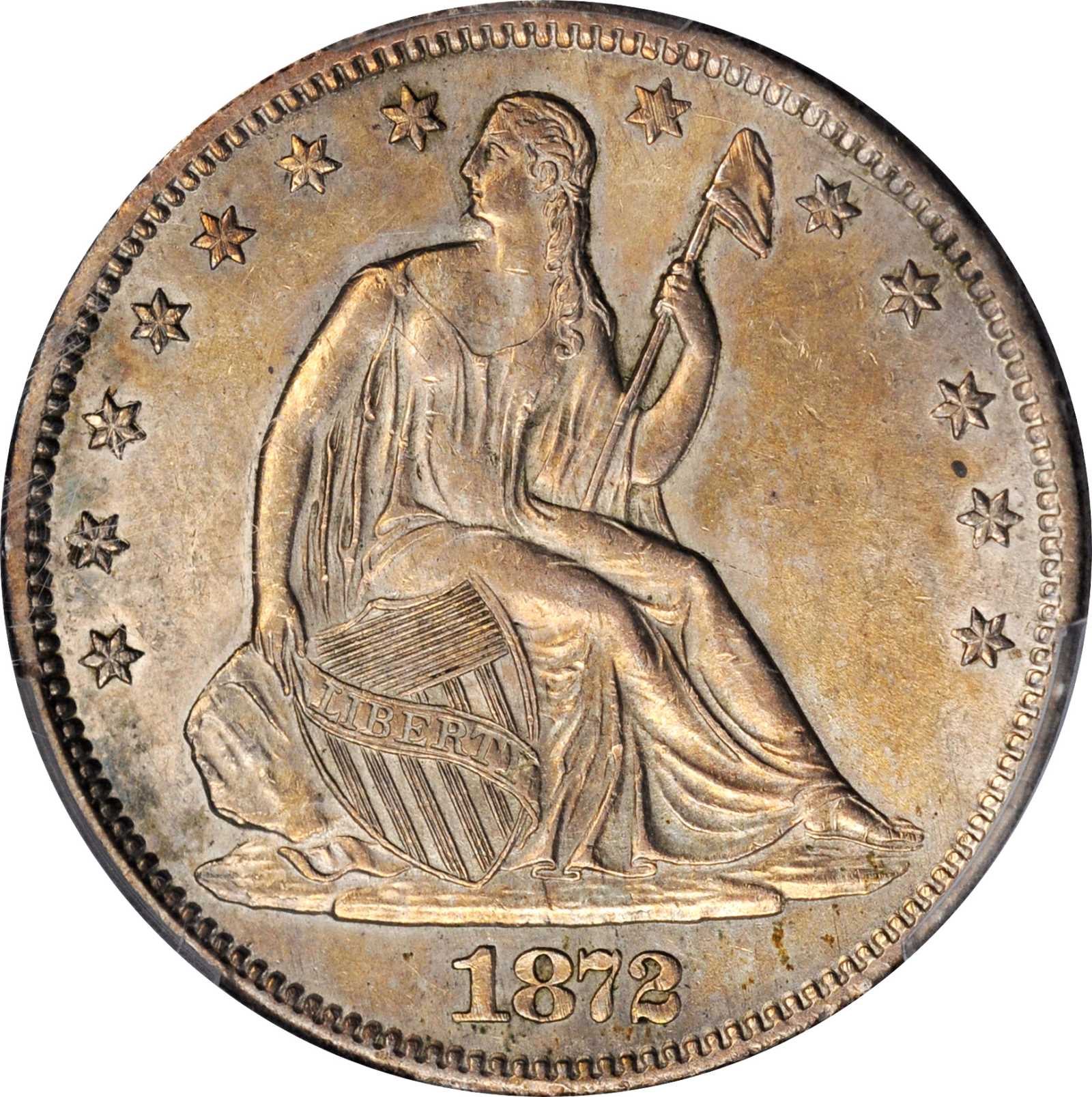 image for: 1872-S Liberty Seated Half Dollar. WB-4. Rarity-3. Medium-Small S. AU-58 (PCGS).