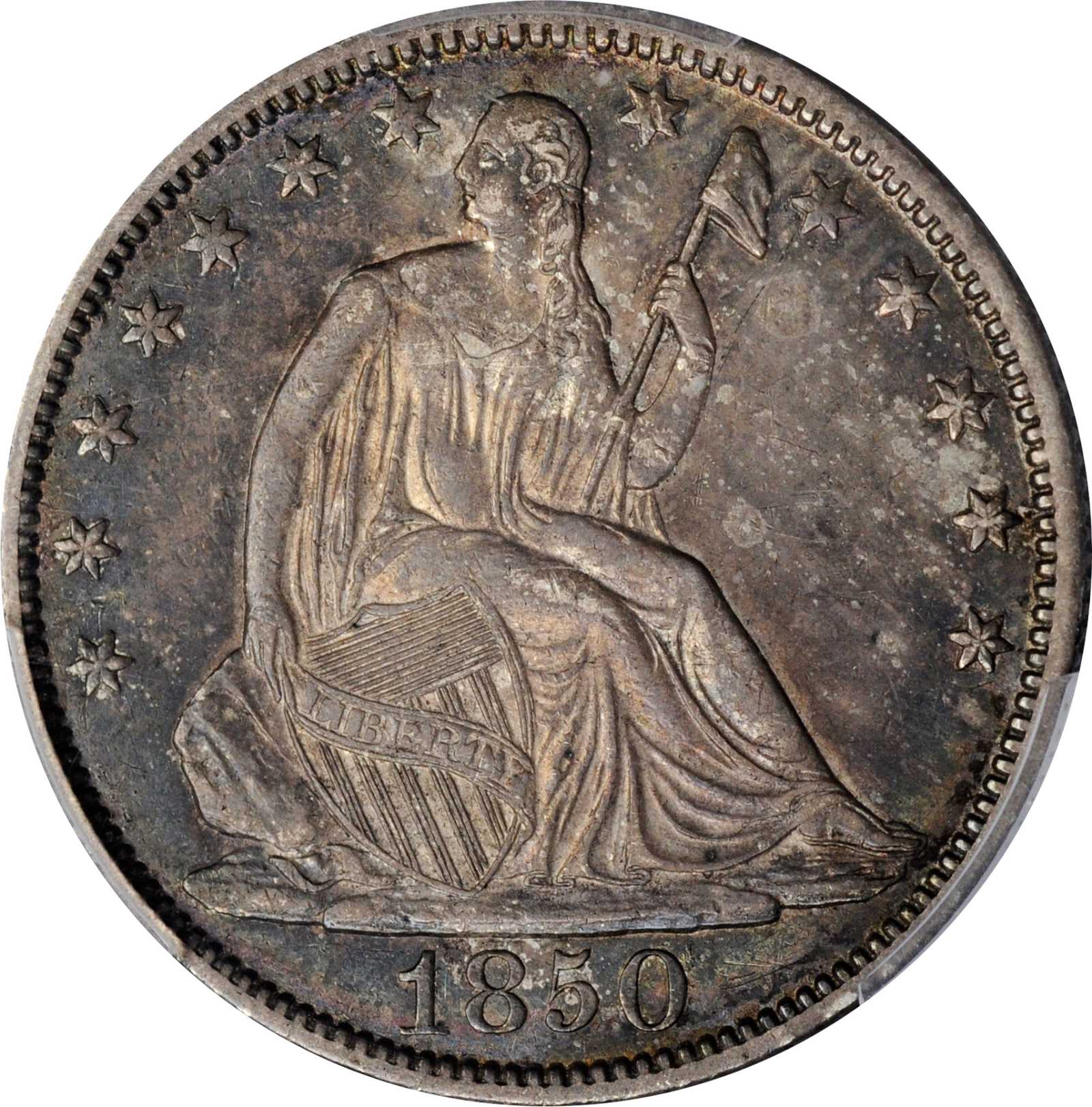 image for: 1850-O Liberty Seated Half Dollar. WB-5. Rarity-3. Doubled Die Obverse. AU-53 (PCGS).