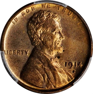 image for: 1914-S Lincoln Cent. MS-64 RB (PCGS). CAC.