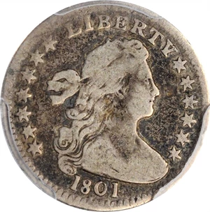 image for: 1801 Draped Bust Half Dime. LM-2. Rarity-4. VG-8 (PCGS).