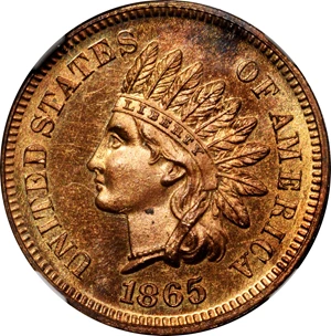image for: 1865 Indian Cent. Proof-64+ RD (NGC).
