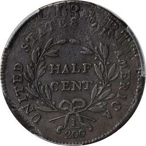 image for: 1795 Liberty Cap Half Cent. C-6a. Rarity-2. Plain Edge, No Pole. Thin Planchet--Overstruck on a Talbot, Allum & Lee Cent--VF-30 (PCGS).