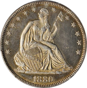 image for: 1880 Liberty Seated Half Dollar. WB-102. Type II Reverse. MS-63 (PCGS).