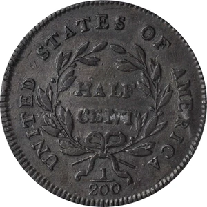 image for: 1795 Liberty Cap Half Cent. C-2a. Rarity-3. Lettered Edge, Punctuated Date. VF-35 (PCGS).
