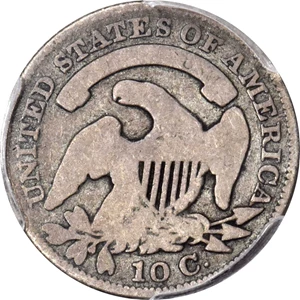 image for: 1829 Capped Bust Dime. JR-10. Rarity-5. Curl Base 2. Good-4 (PCGS). CAC.