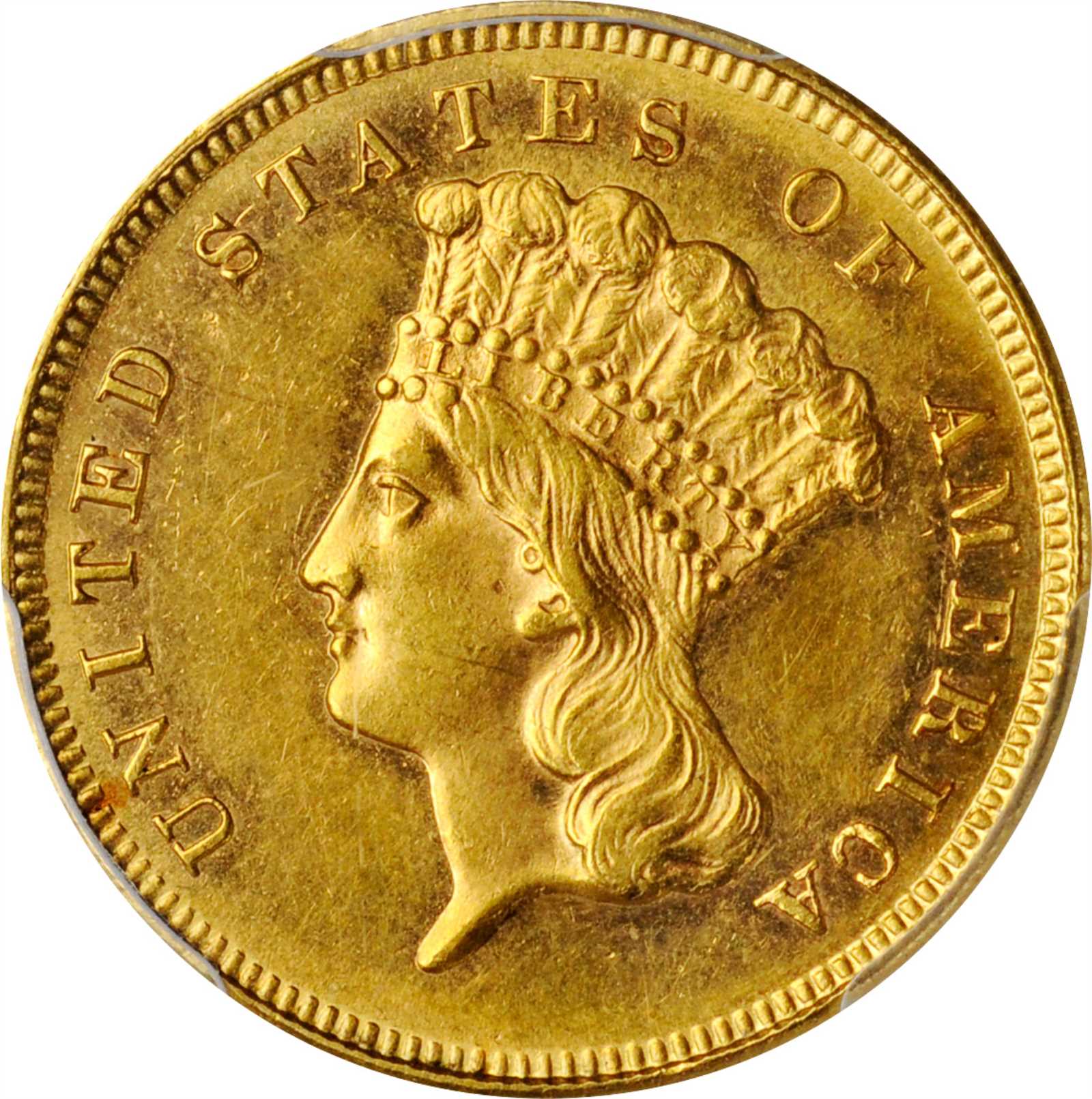image for: 1886 Three-Dollar Gold Piece. MS-62 (PCGS).