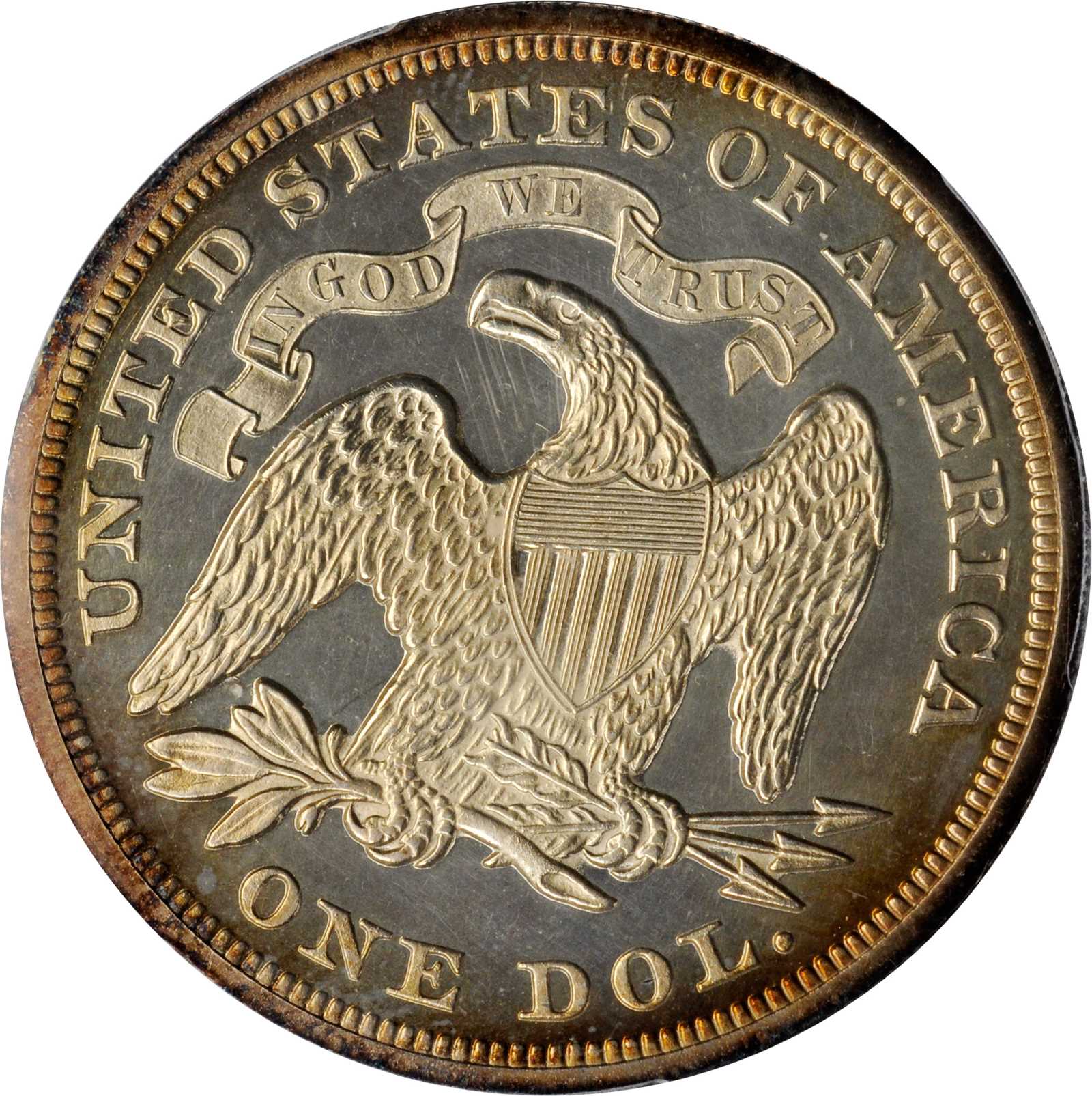 image for: 1871 Liberty Seated Silver Dollar. OC-P1. Rarity-2. Proof-64+ Cameo (PCGS).