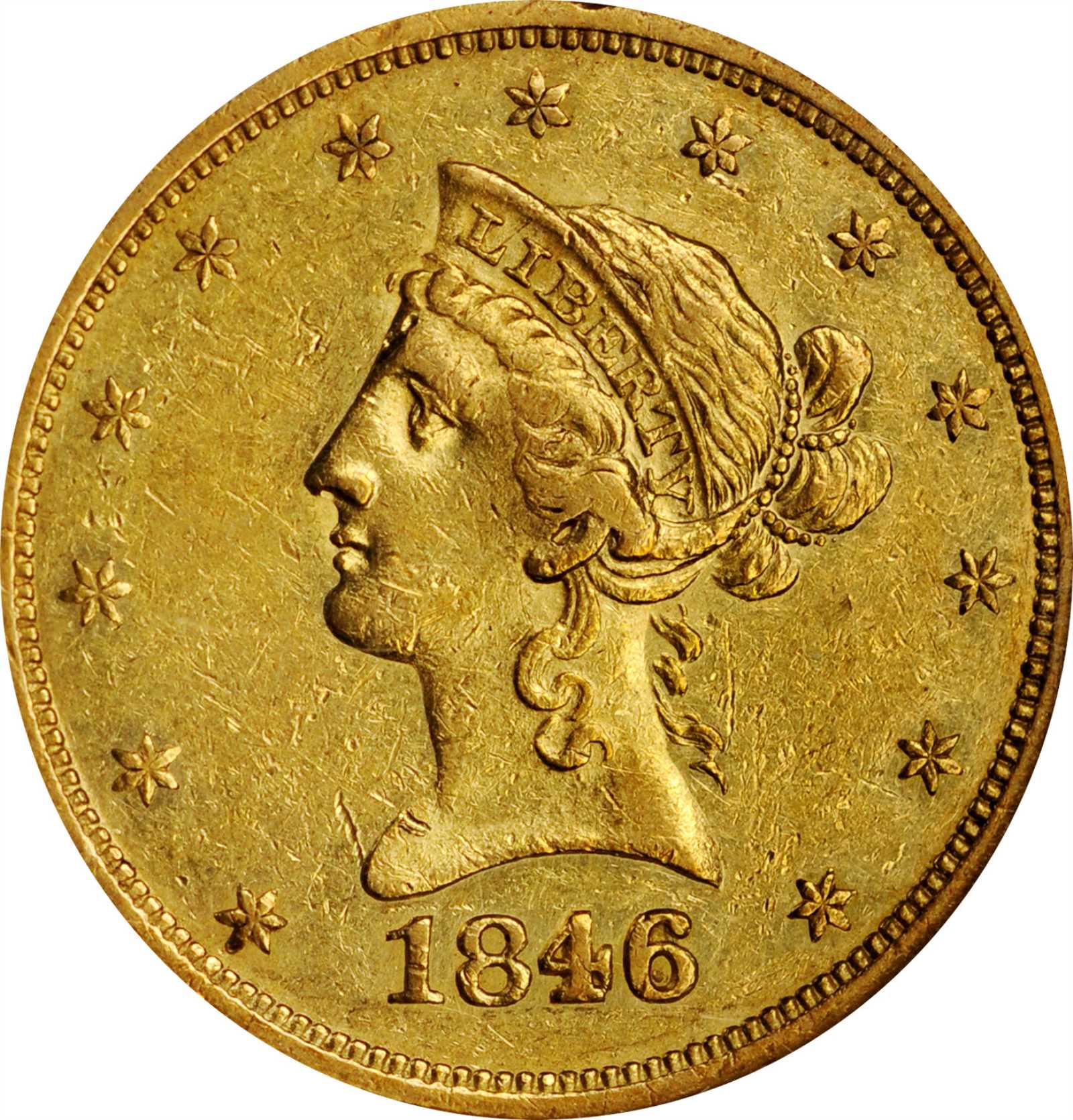 image for: 1846/'5' Liberty Head Eagle. Breen-6875. AU-53 (NGC).