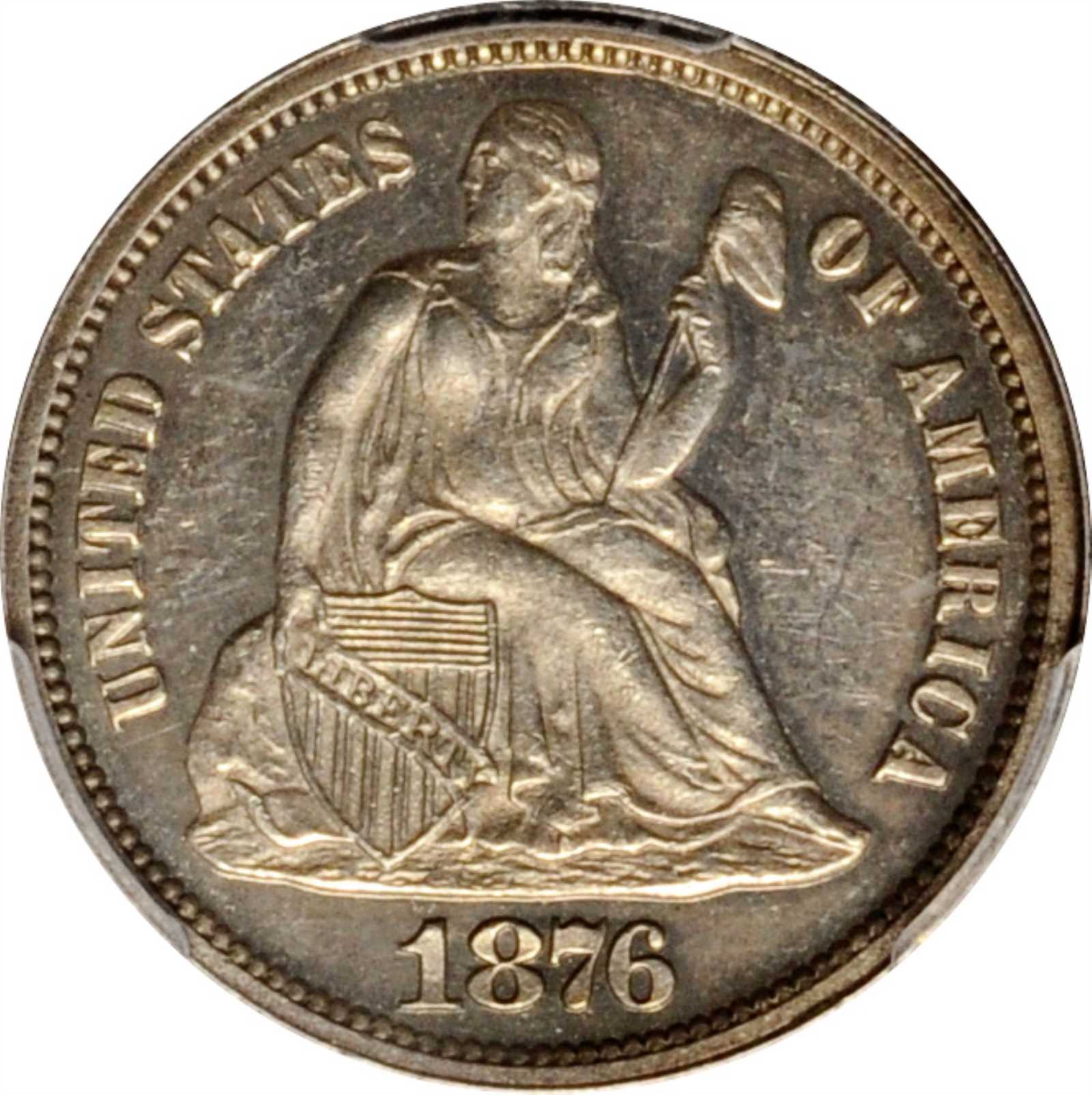 image for: 1876 Liberty Seated Dime. Proof-62 (PCGS).