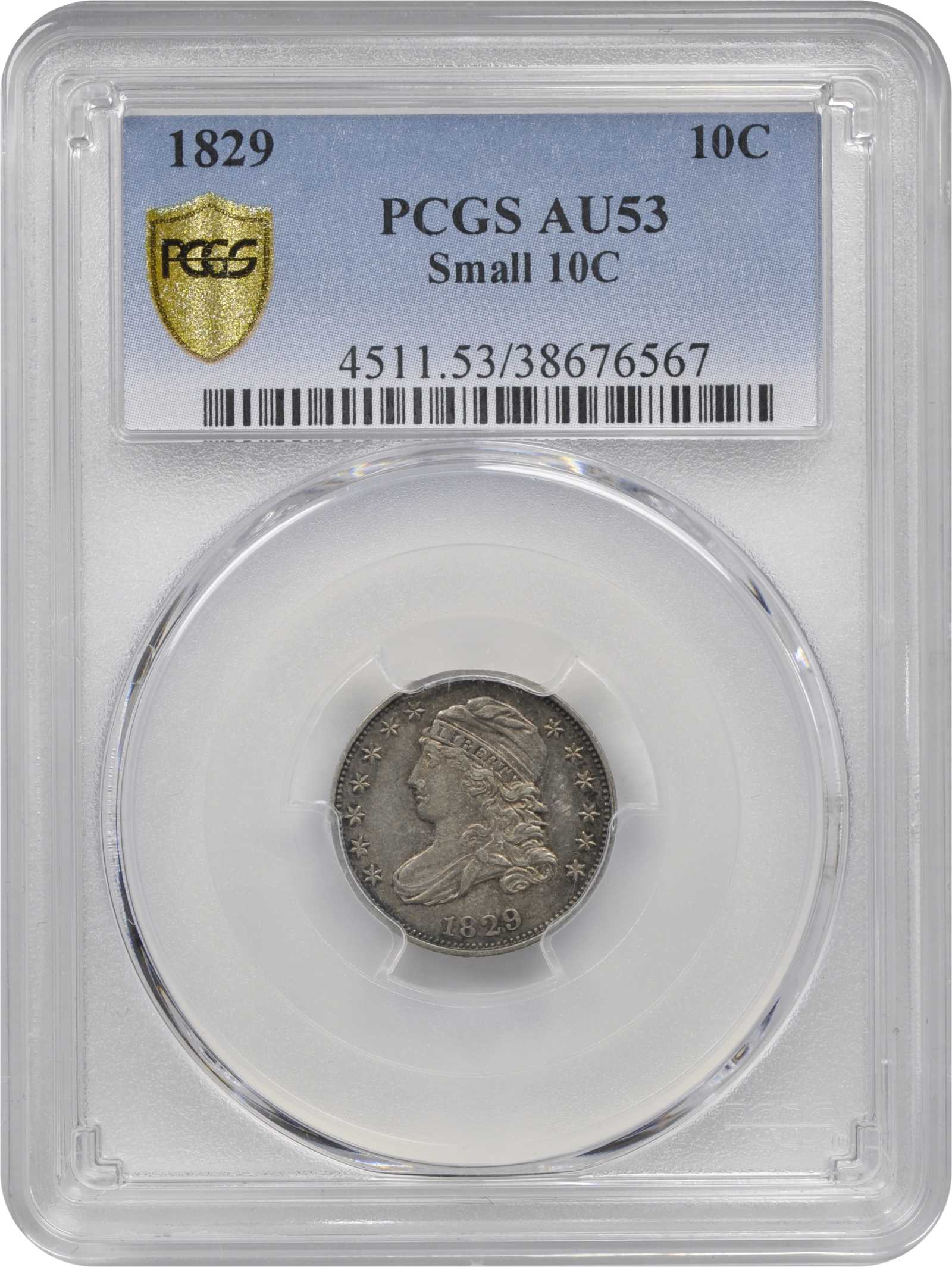 1829 10c Small 10C AU53 thumbnail 3