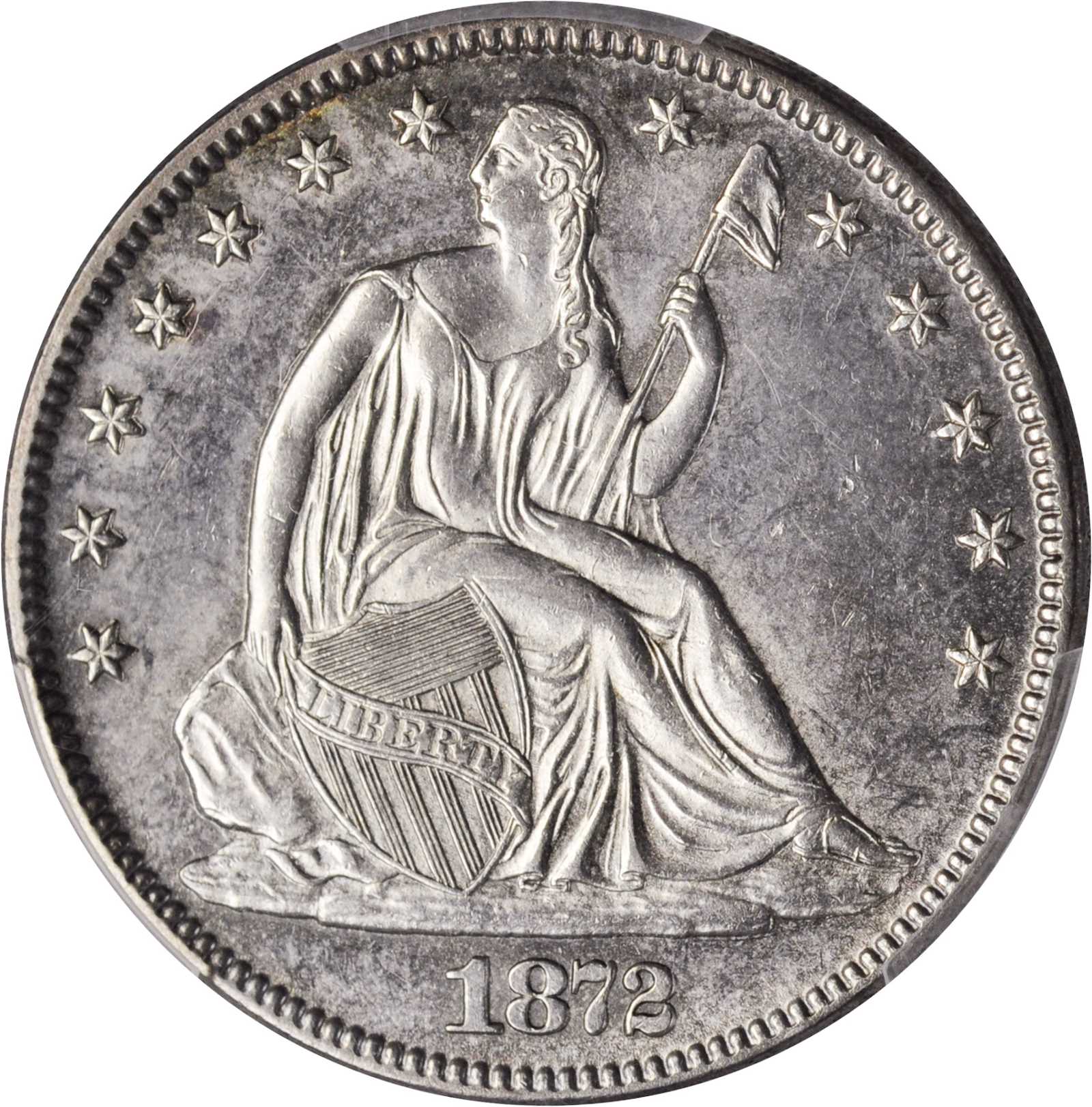 image for: 1872 Liberty Seated Half Dollar. WB-101. AU-58 (PCGS).