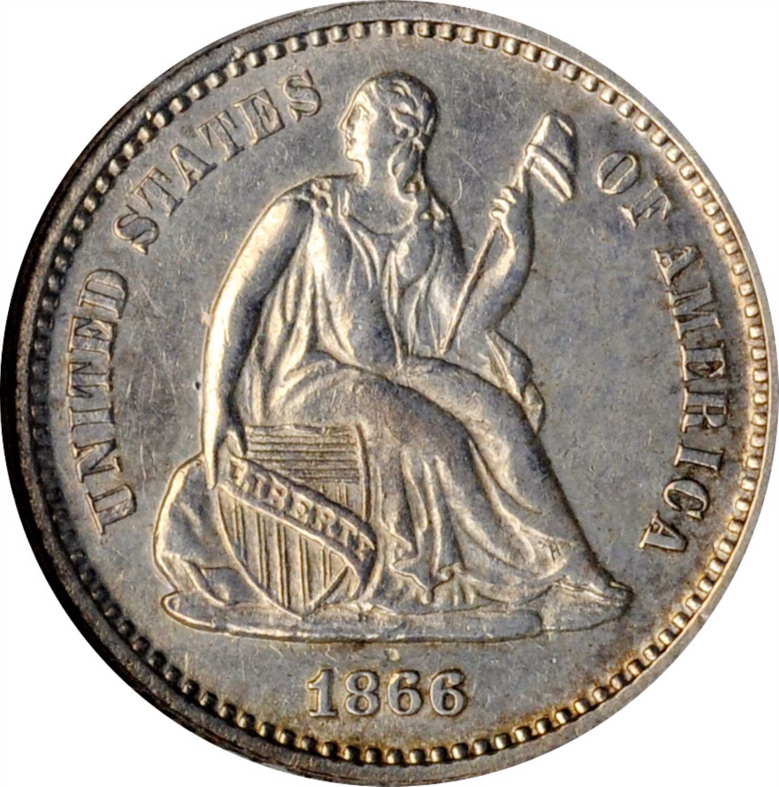 image for: 1866 Liberty Seated Half Dime. AU-58 (NGC).