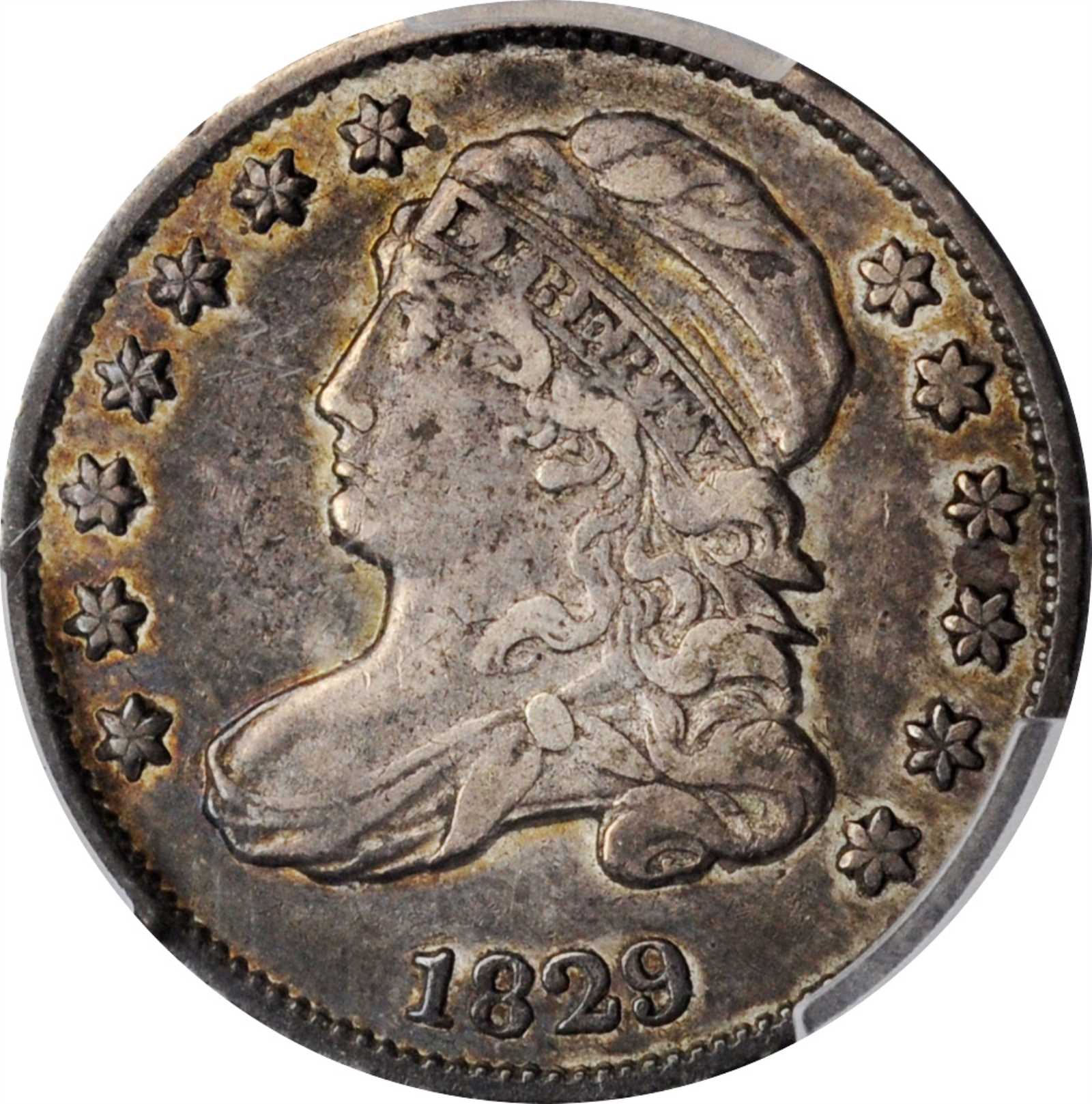 image for: 1829 Capped Bust Dime. JR-2. Rarity-2. Large 10 C. EF-40 (PCGS).