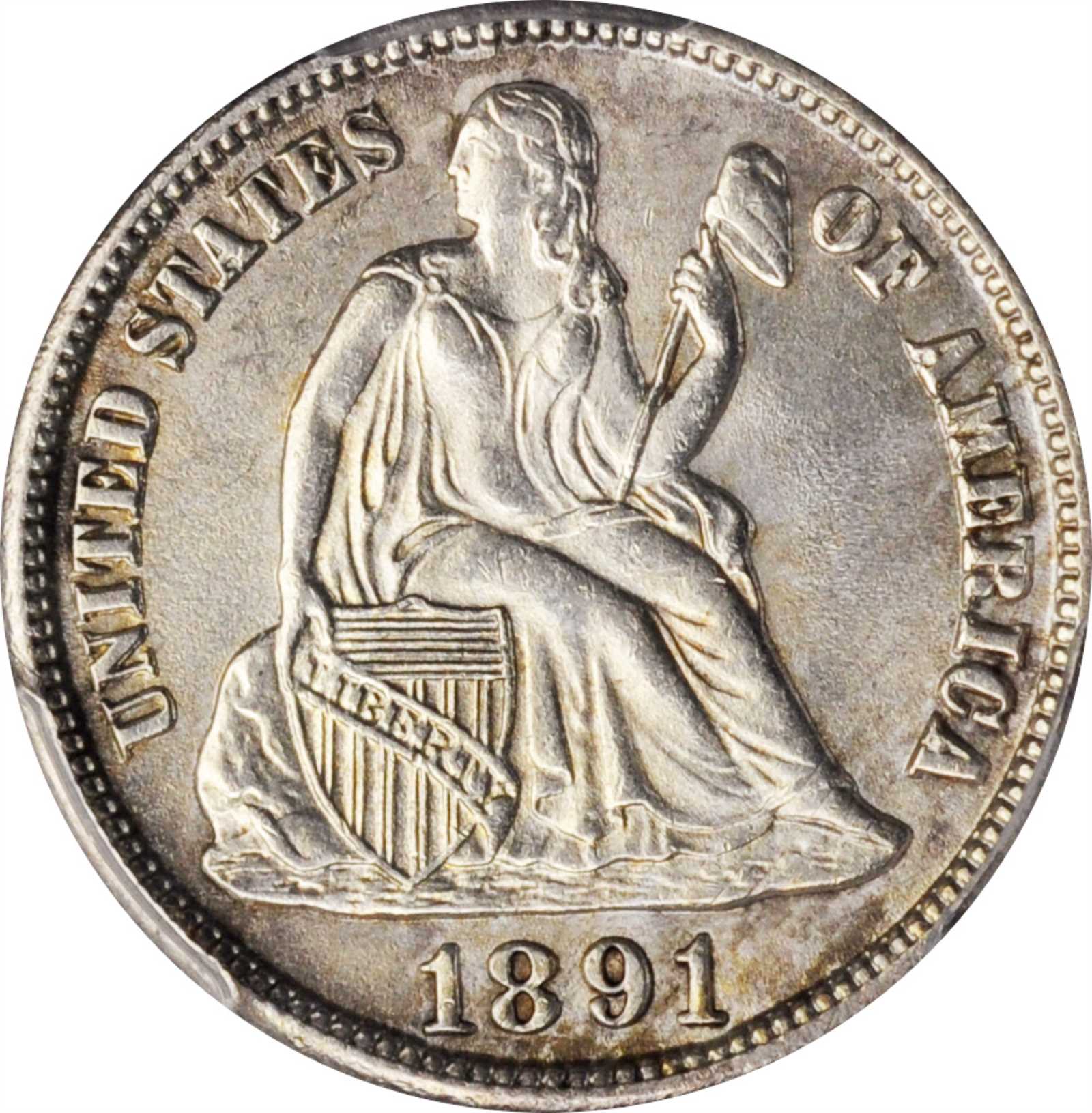 image for: 1891-S Liberty Seated Dime. Medium S. MS-64 (PCGS).