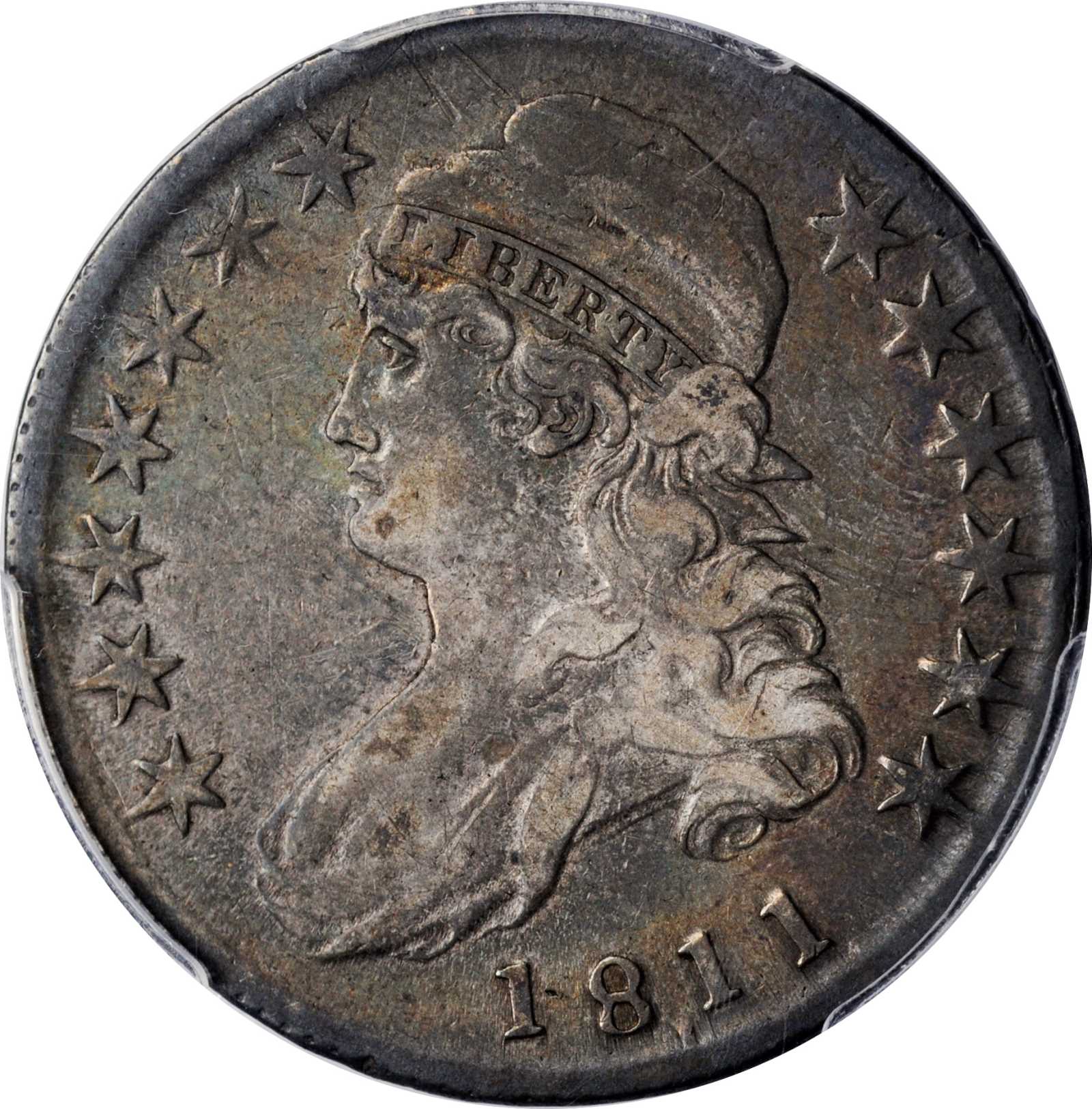 image for: 1811/10 Capped Bust Half Dollar. O-102. Rarity-4. Punctuated Date 18.11. VF-25 (PCGS).