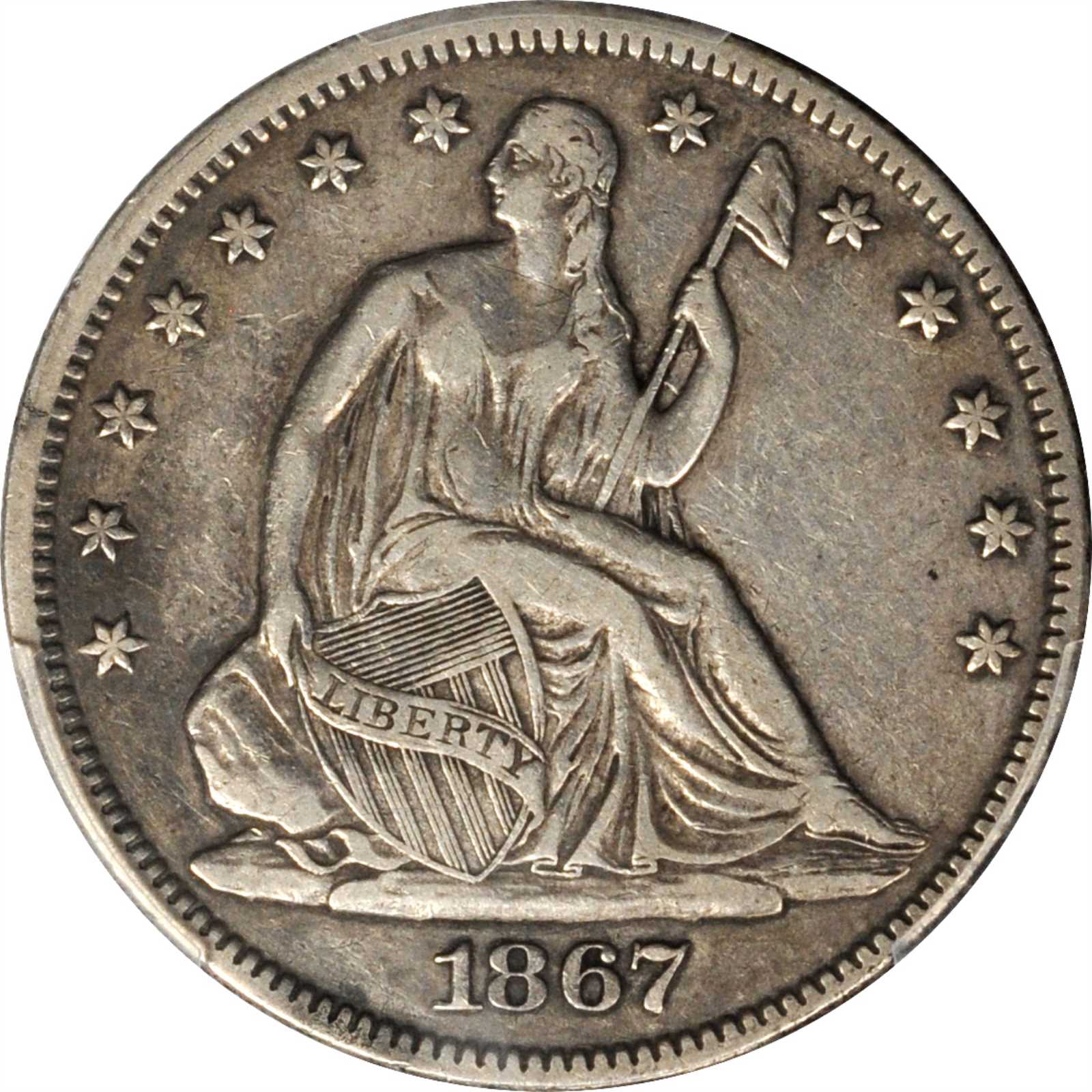 image for: 1867 Liberty Seated Half Dollar. WB-101. VF-35 (PCGS).