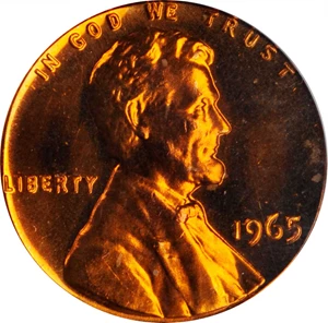 image for: 1965 Lincoln Cent. SMS. Specimen-66 RD Cameo (PCGS).