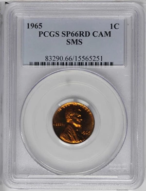 image for: 1965 Lincoln Cent. SMS. Specimen-66 RD Cameo (PCGS).