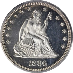 image for: 1886 Liberty Seated Quarter. Proof-62 Cameo (PCGS).