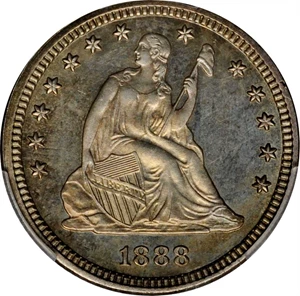 image for: 1888 Liberty Seated Quarter. Proof-64 (PCGS).