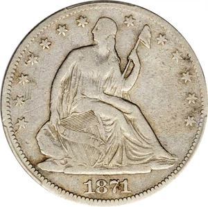 image for: 1871-CC Liberty Seated Half Dollar. WB-2. Rarity-4. Fine-12 (PCGS).