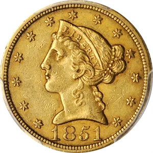 image for: 1851 Liberty Head Half Eagle. AU-53 (PCGS).