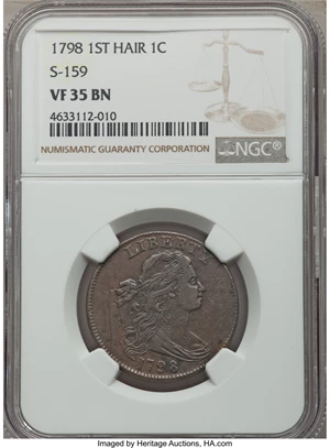 image for: 1798 1C First Hair Style, S-159, B-18, R.3, VF35 NGC....