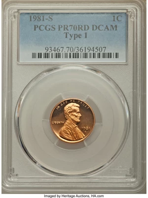 image for: 1981-S 1C Type One PR70 Red Deep Cameo PCGS....