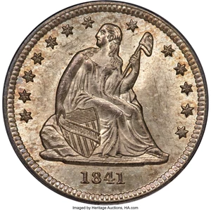 image for: 1841 25C MS64 PCGS. Briggs 1-A....