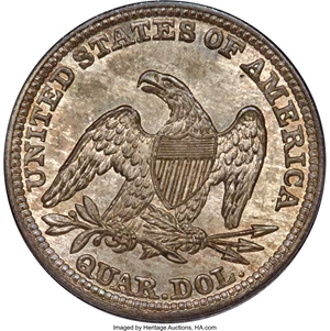 image for: 1841 25C MS64 PCGS. Briggs 1-A....