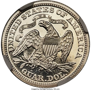 image for: 1869 25C PR66 Cameo NGC. Briggs 2-B....