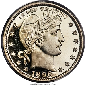image for: 1896 25C PR65 Deep Cameo PCGS. CAC....