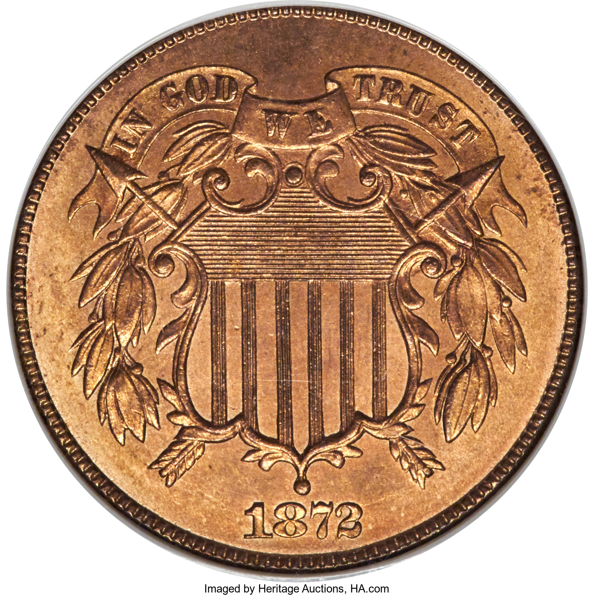 image for: 1872 2C MS65 Red NGC. CAC....