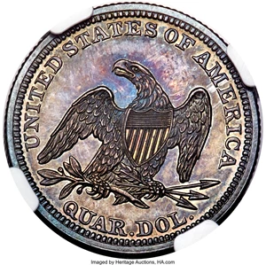 image for: 1845 25C PR64 NGC. CAC. Briggs 5-E....