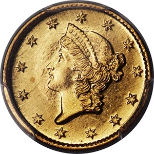 image for: 1852-D G$1 MS61 PCGS Gold Shield. Variety 4-F....