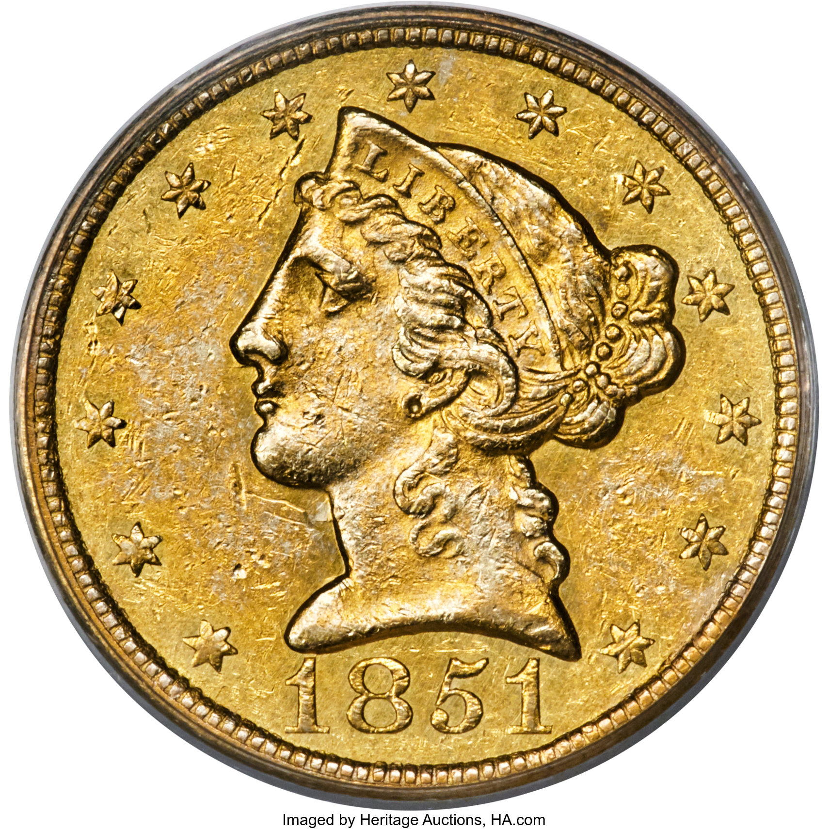 image for: 1851-C $5 AU58 PCGS. Variety 1....