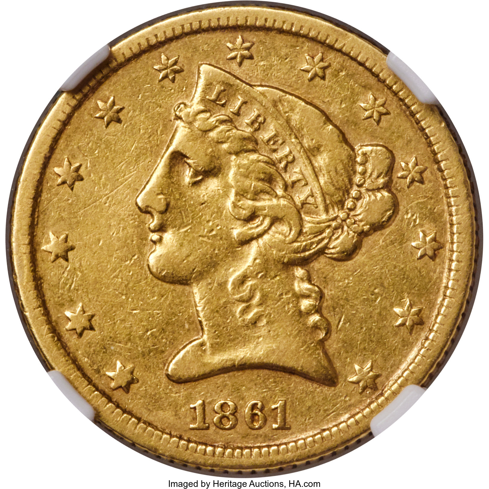 image for: 1861-C $5 XF45 NGC. Variety 1....