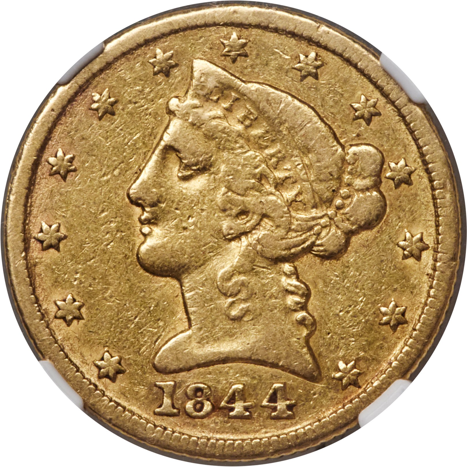 image for: 1844-C $5 VF35 NGC. CAC. Variety 1....