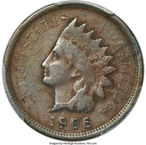 image for: 1906 1C Indian Cent -- Close Overlapping Triple Strike -- Fine 15 PCGS Gold Shield....