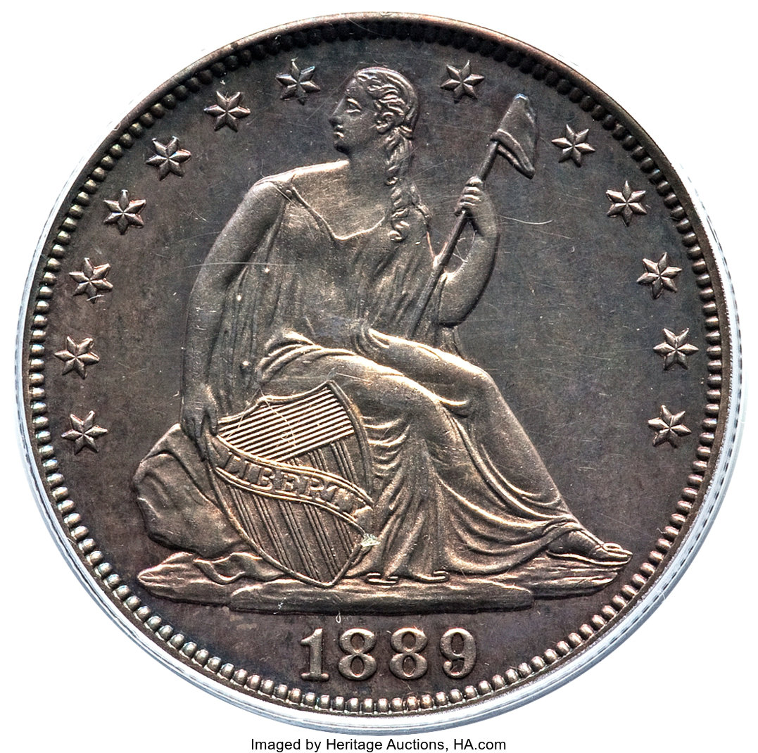 image for: 1889 50C PR63 PCGS. PCGS Population: (73/75). NGC Census: (50/97). PR63. Mintage 711. ...