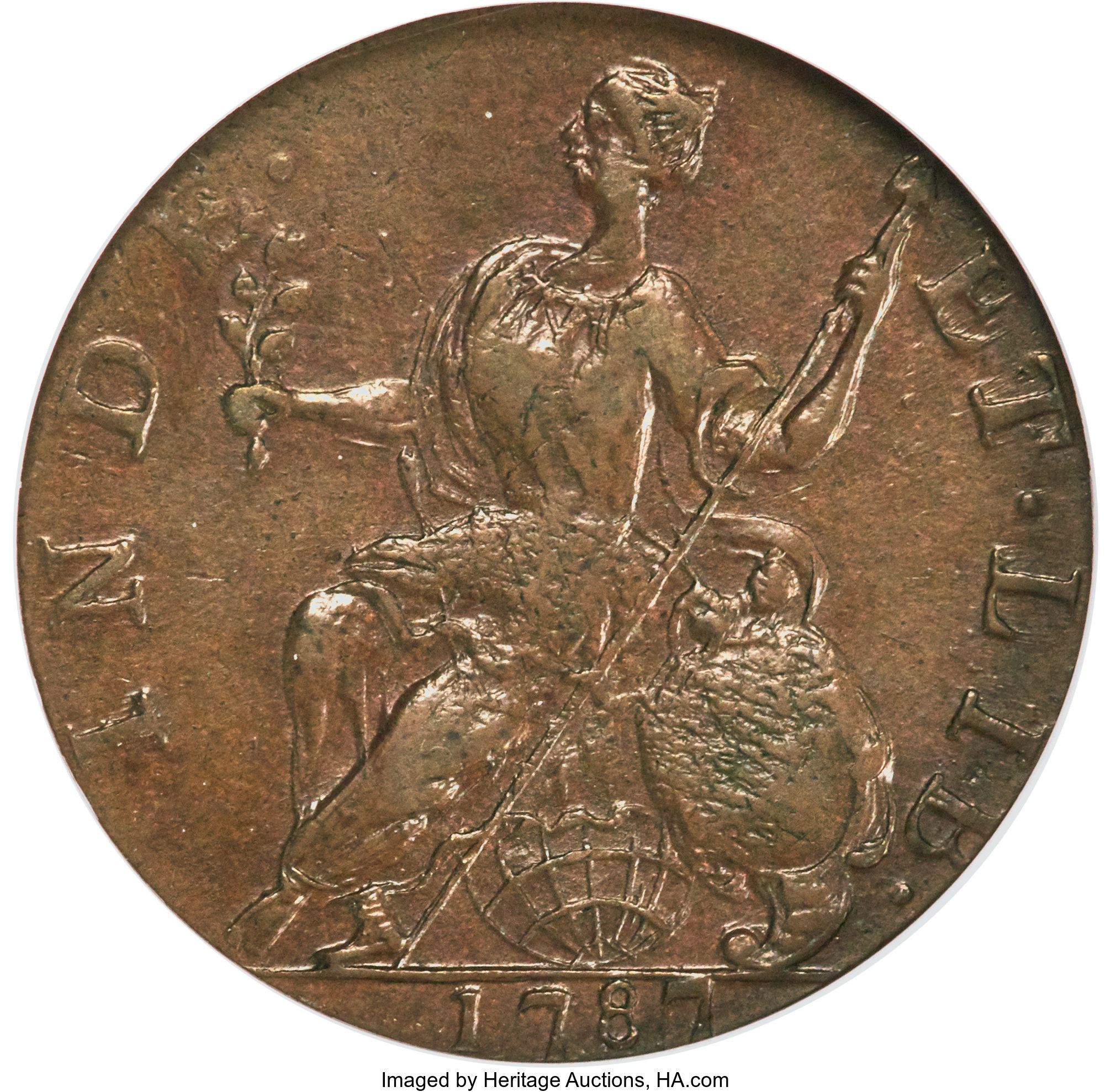 image for: 1787 CONNCT Connecticut Copper, Horned Bust MS63 Brown NGC. M. 4-L, W-2810, R.1....