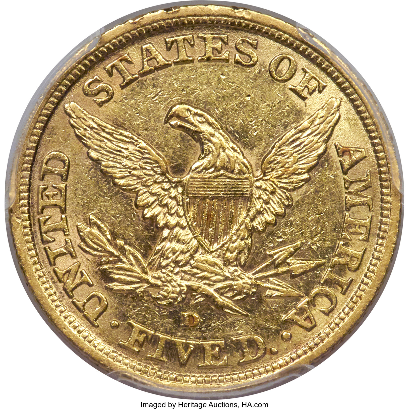 1843-D $5 Small D MS