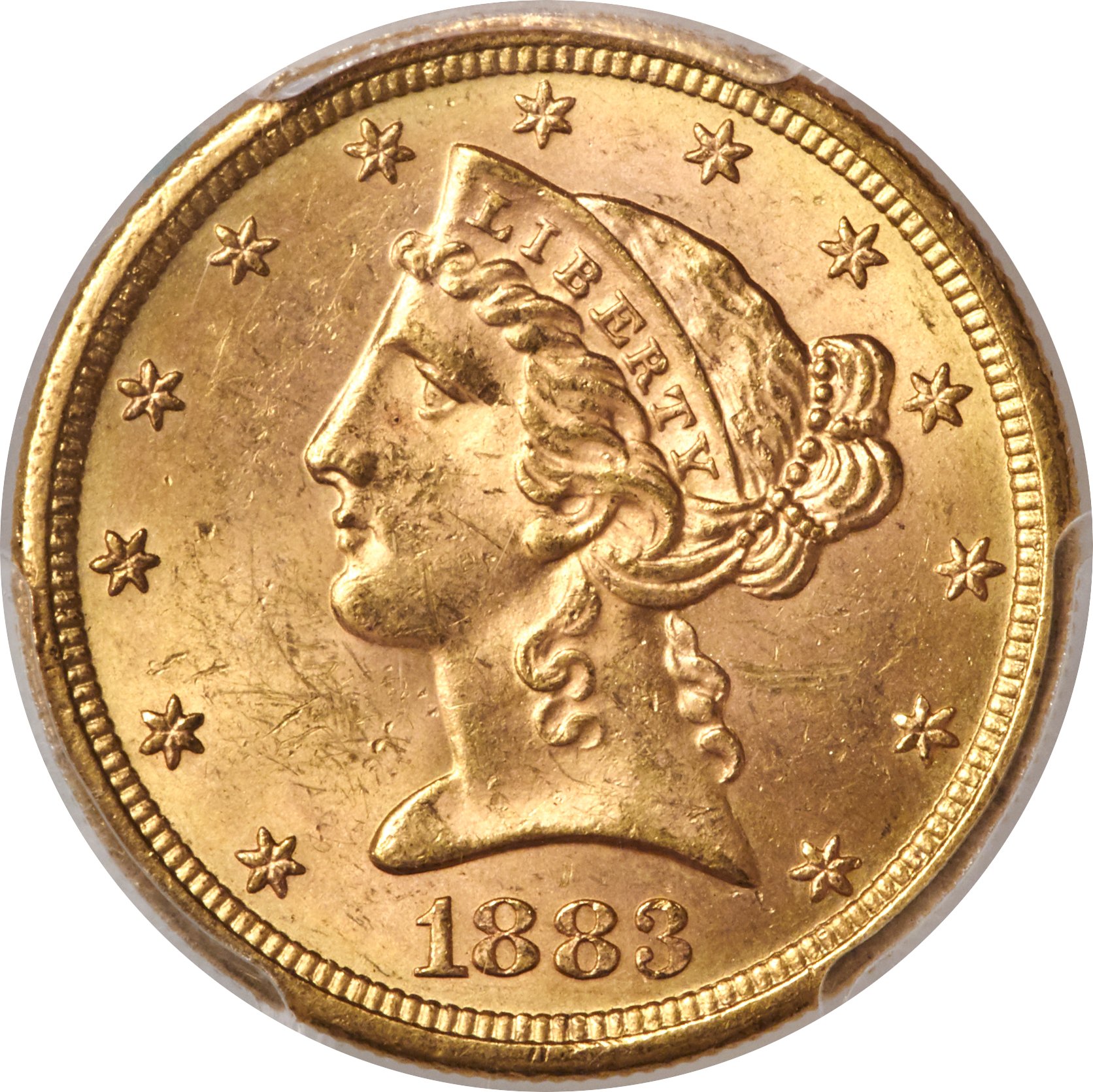 image for: 1883-S $5 MS64 PCGS....