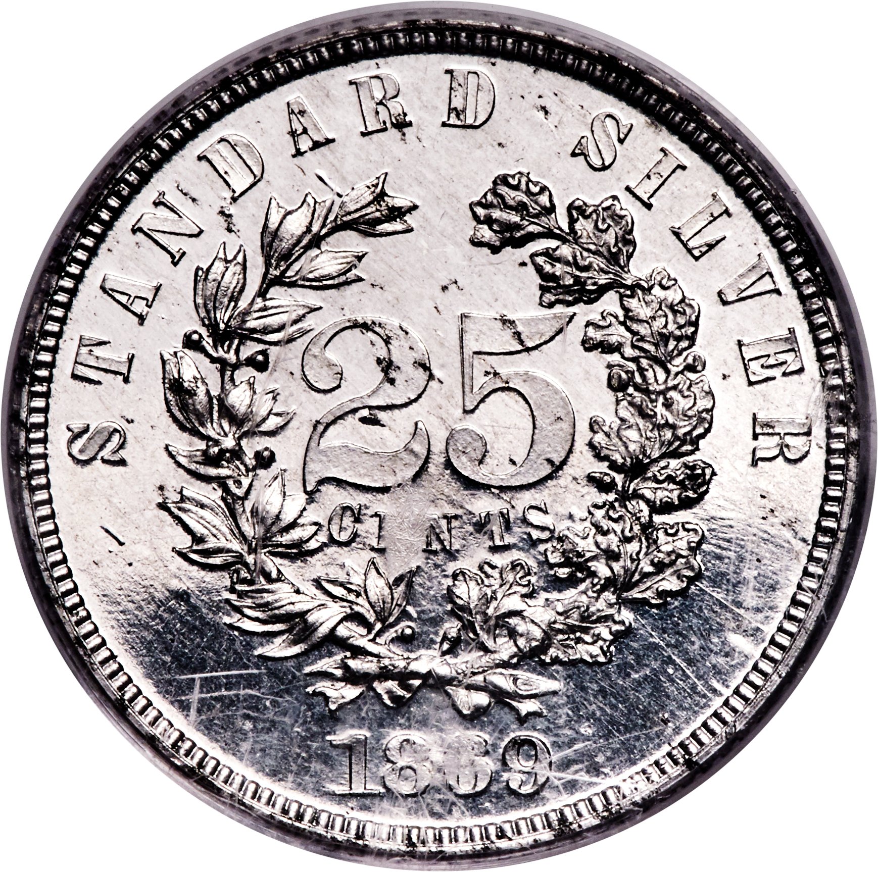 image for: 1869 25C Standard Silver Quarter Dollar, Judd-725, Pollock-806, High R.7, PR64 PCGS....